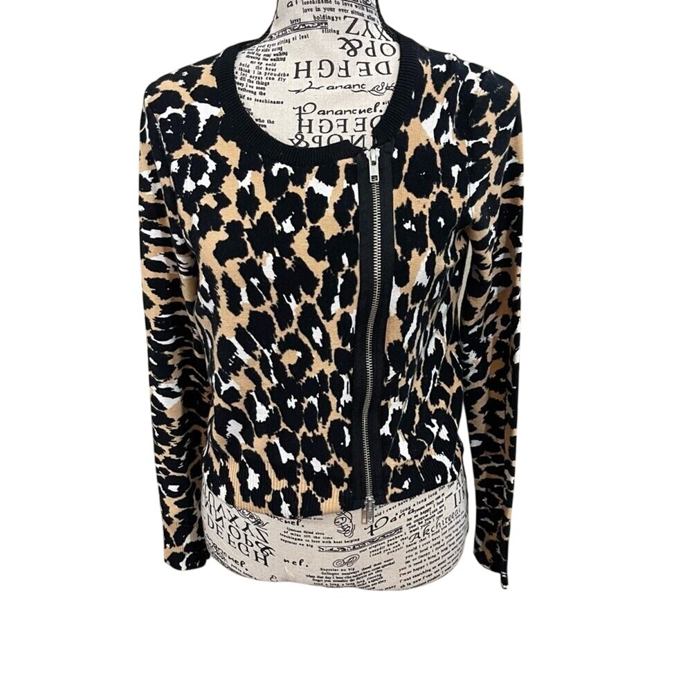 Tracy Reese animal print zip up jacket size small